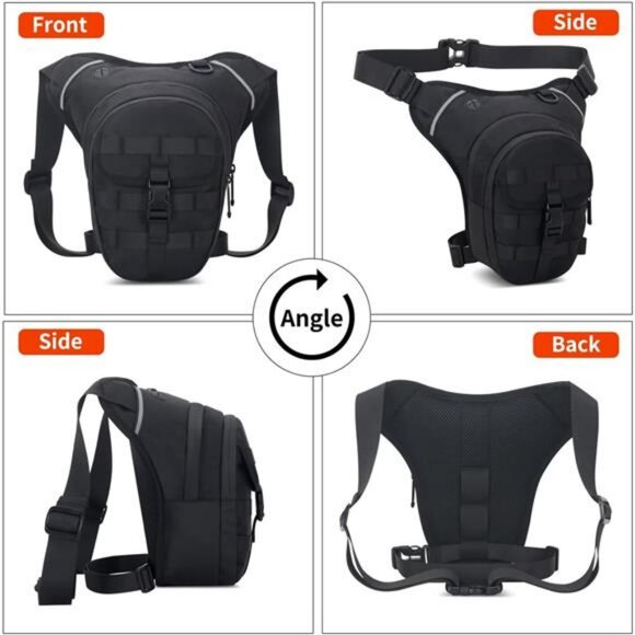 Hip Bag, Leg Bag, Motorcycle Leg Bag, Thigh Bag With Leg Strap, Drop Leg Bag - Picture 6 of 7